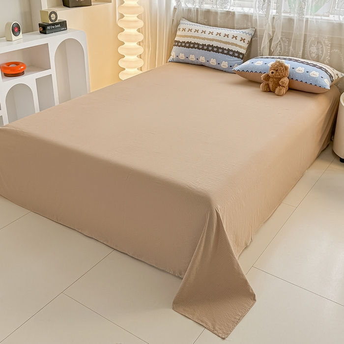 91家纺网 家纺一手货源 找家纺 侯先生家纺新款直播爆款云感双层纱皱皱纱四件套小清新水洗棉床笠 贝尔岛