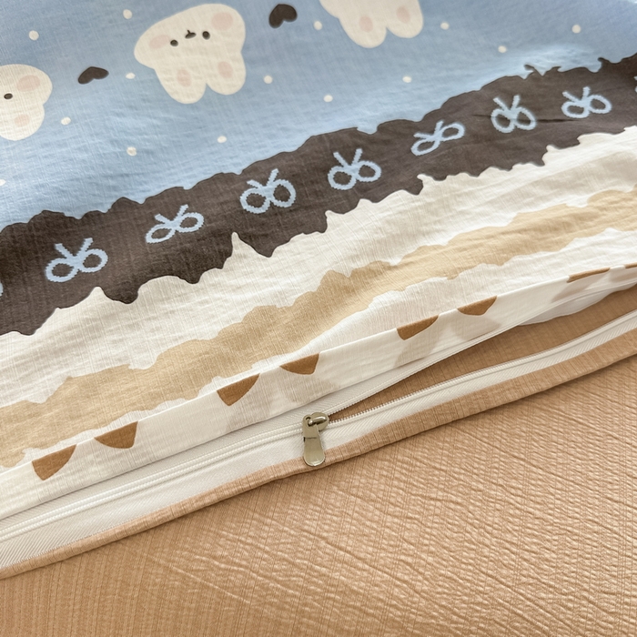 91家纺网 家纺一手货源 找家纺 侯先生家纺新款直播爆款云感双层纱皱皱纱四件套小清新水洗棉床笠 贝尔岛