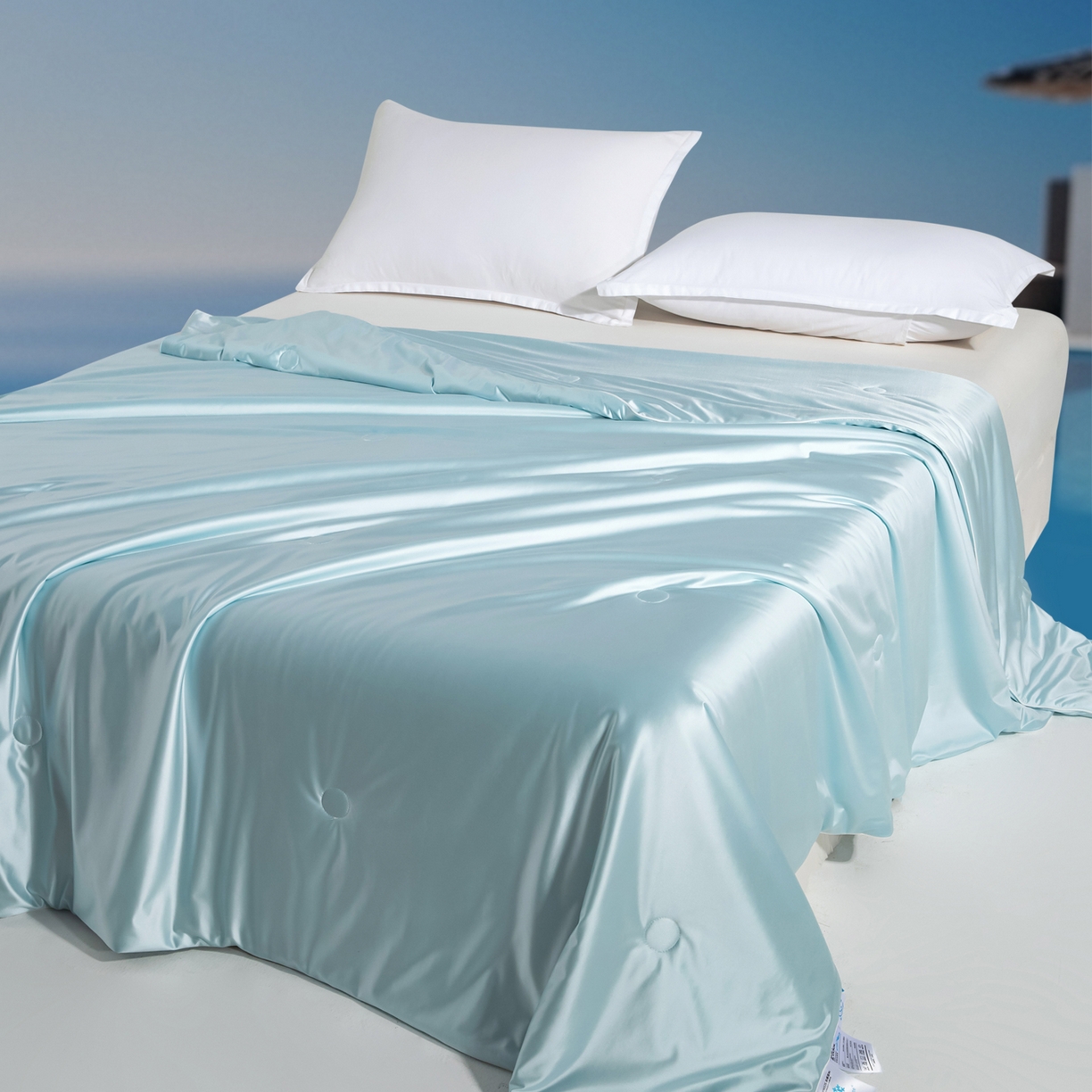 91家纺网 家纺一手货源 找家纺 亿莱鑫 2026新款高端天丝凉感夏被 被子被芯 冰川蓝