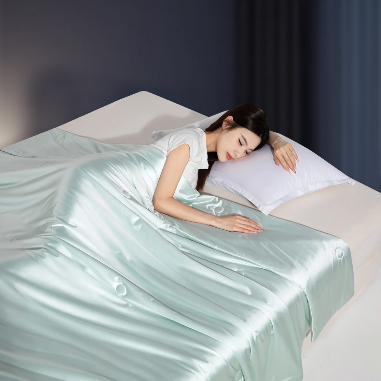 91家纺网 家纺一手货源 找家纺 亿莱鑫 2026新款高端天丝凉感夏被 被子被芯 雾青