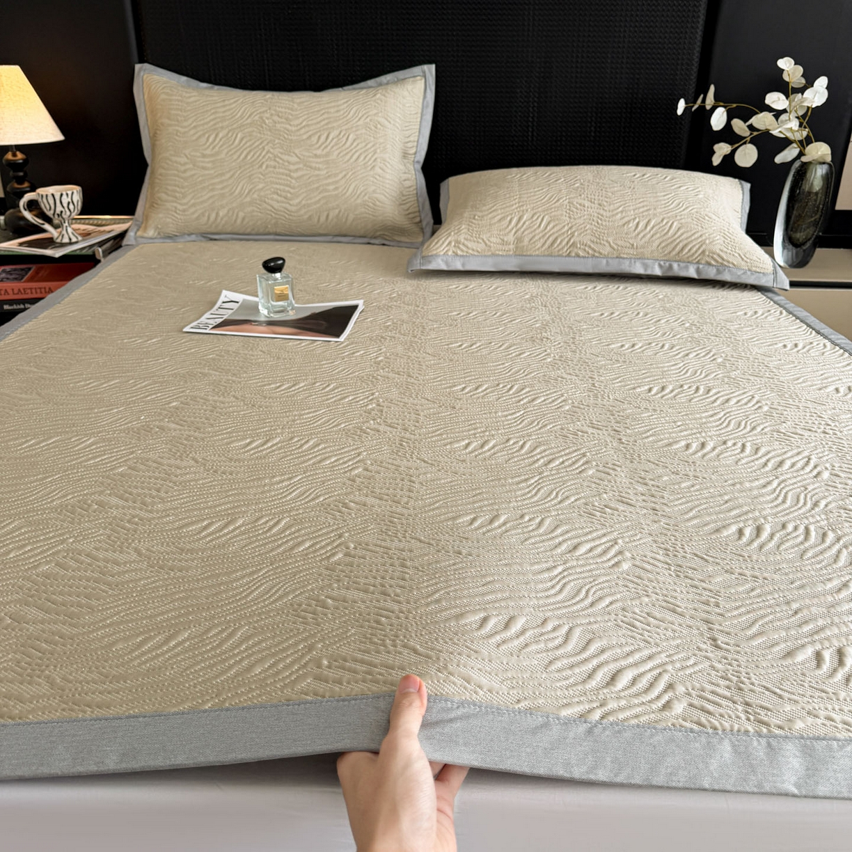 91家纺网 家纺一手货源 找家纺 （总）倾慕家纺 2026新款立体提花冰豆豆凉席