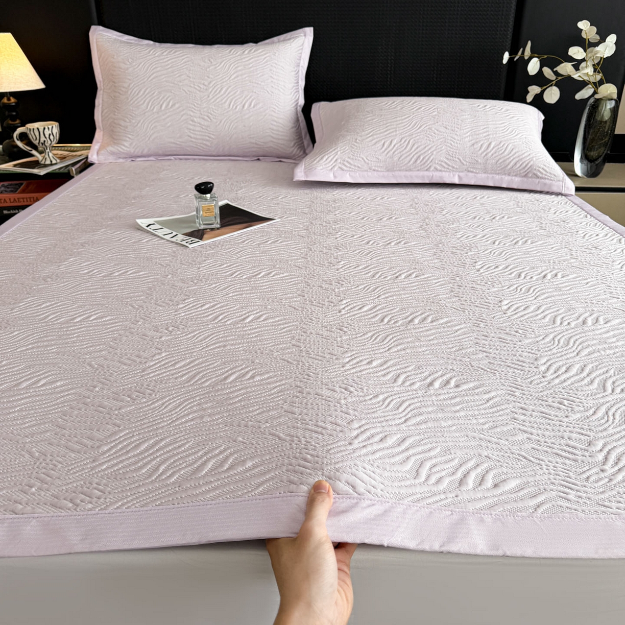 倾慕家纺 2026新款立体提花冰豆豆凉席 山丘紫