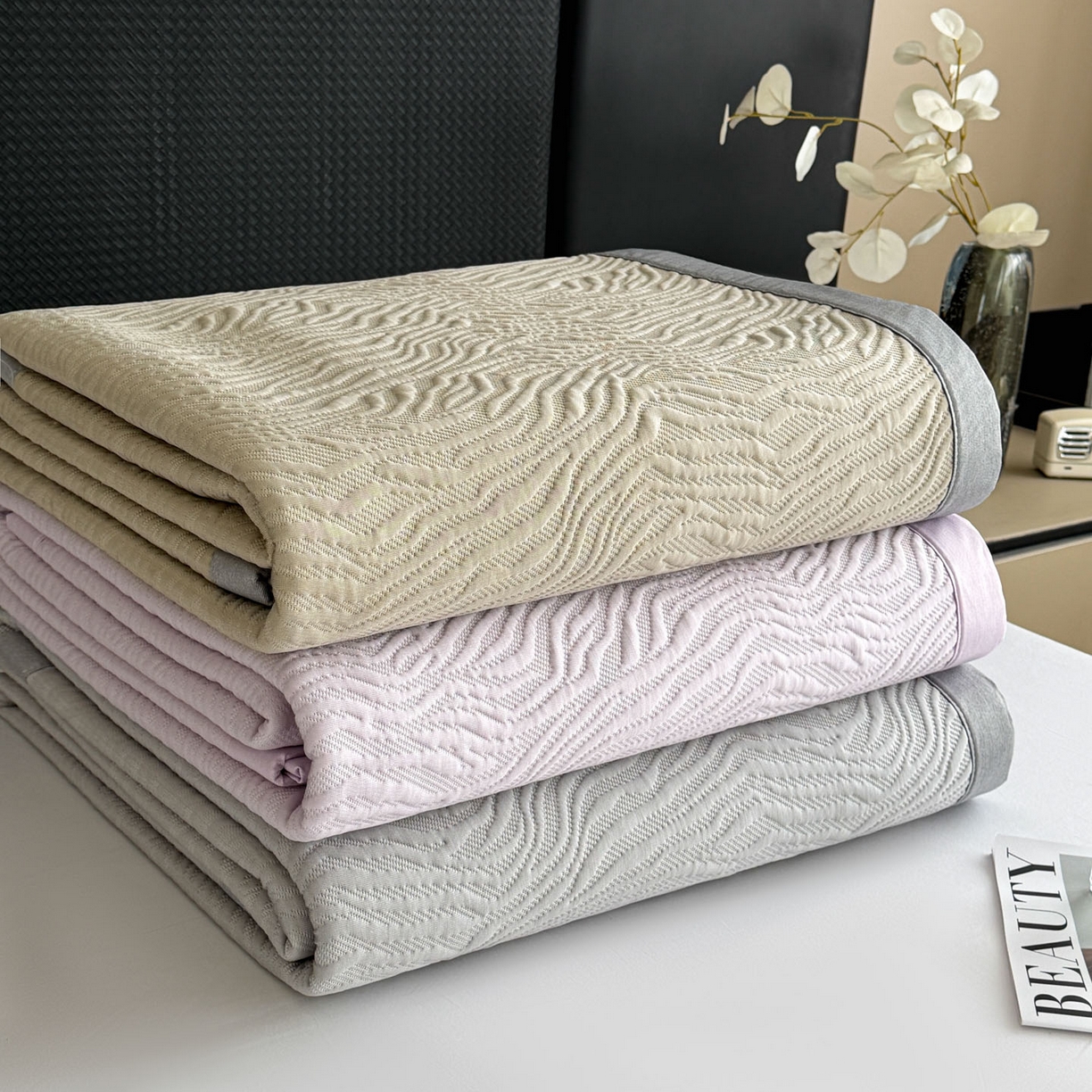 倾慕家纺 2026新款立体提花冰豆豆凉席 组合