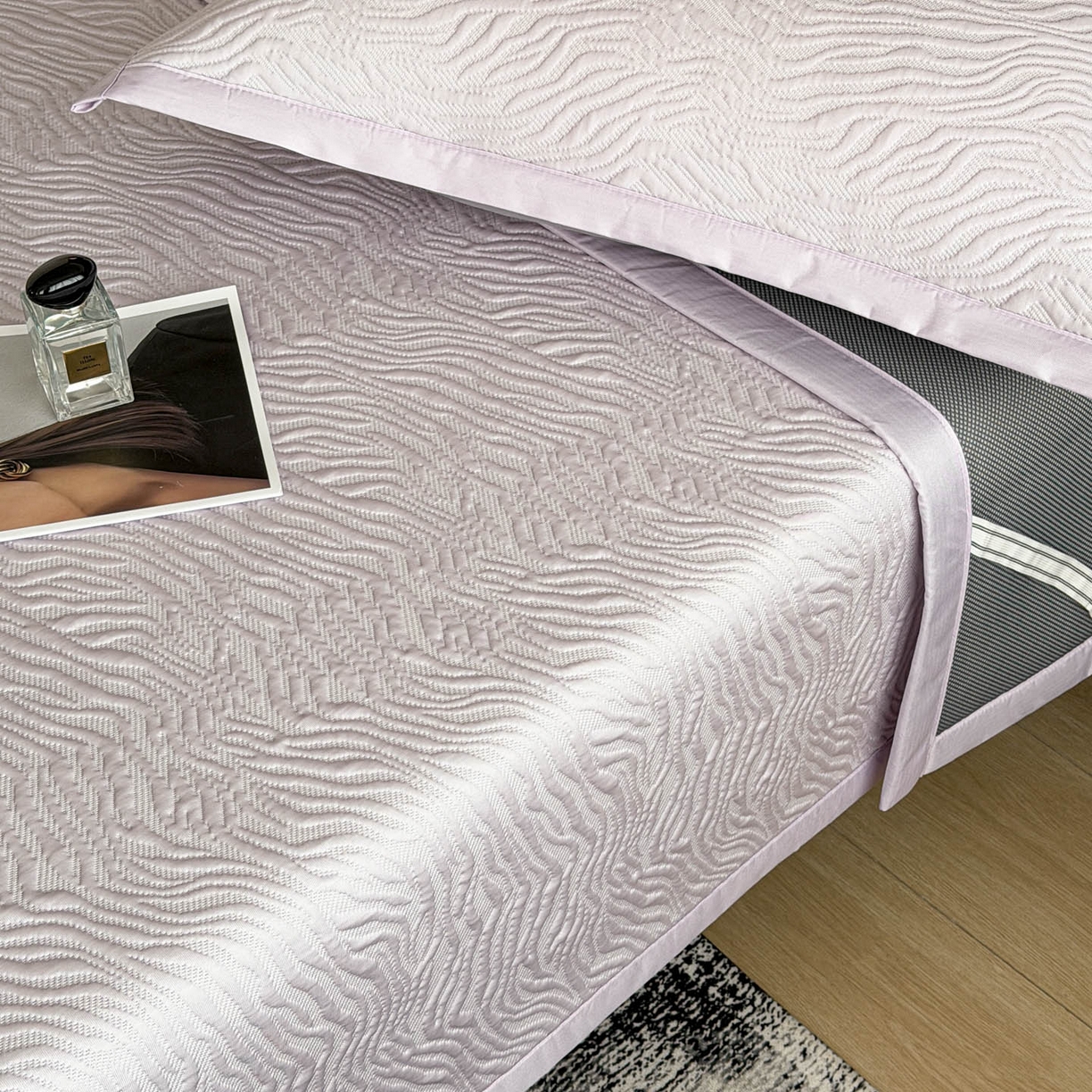 91家纺网 家纺一手货源 找家纺 倾慕家纺 2026新款立体提花冰豆豆凉席 山丘紫