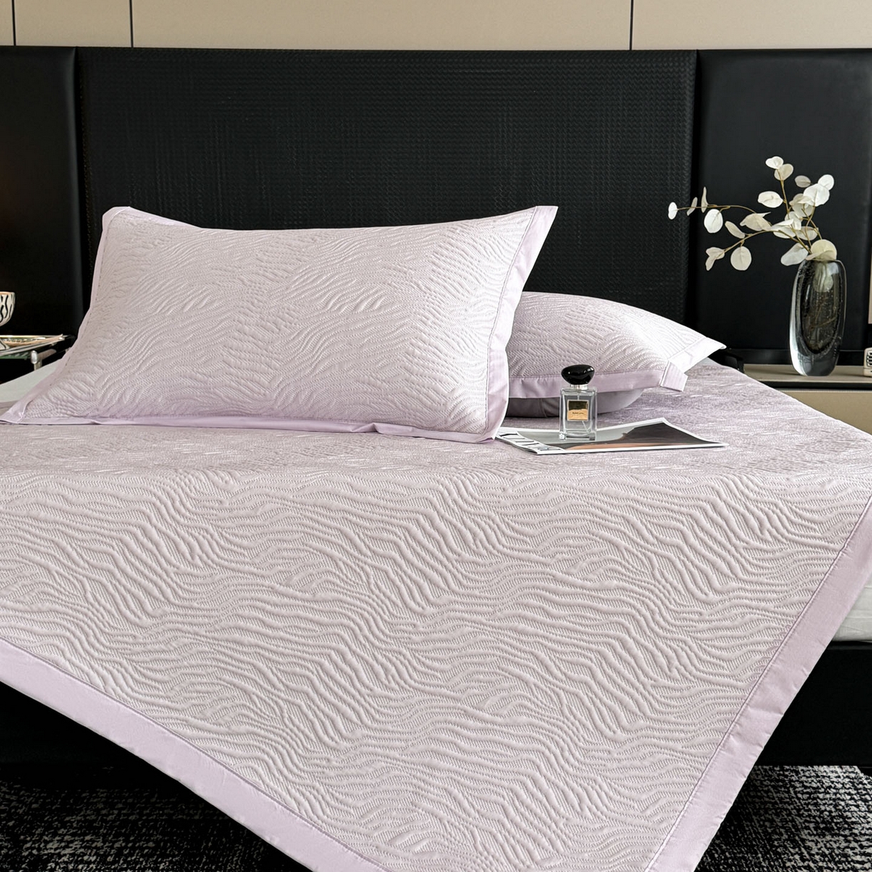 91家纺网 家纺一手货源 找家纺 倾慕家纺 2026新款立体提花冰豆豆凉席 山丘紫