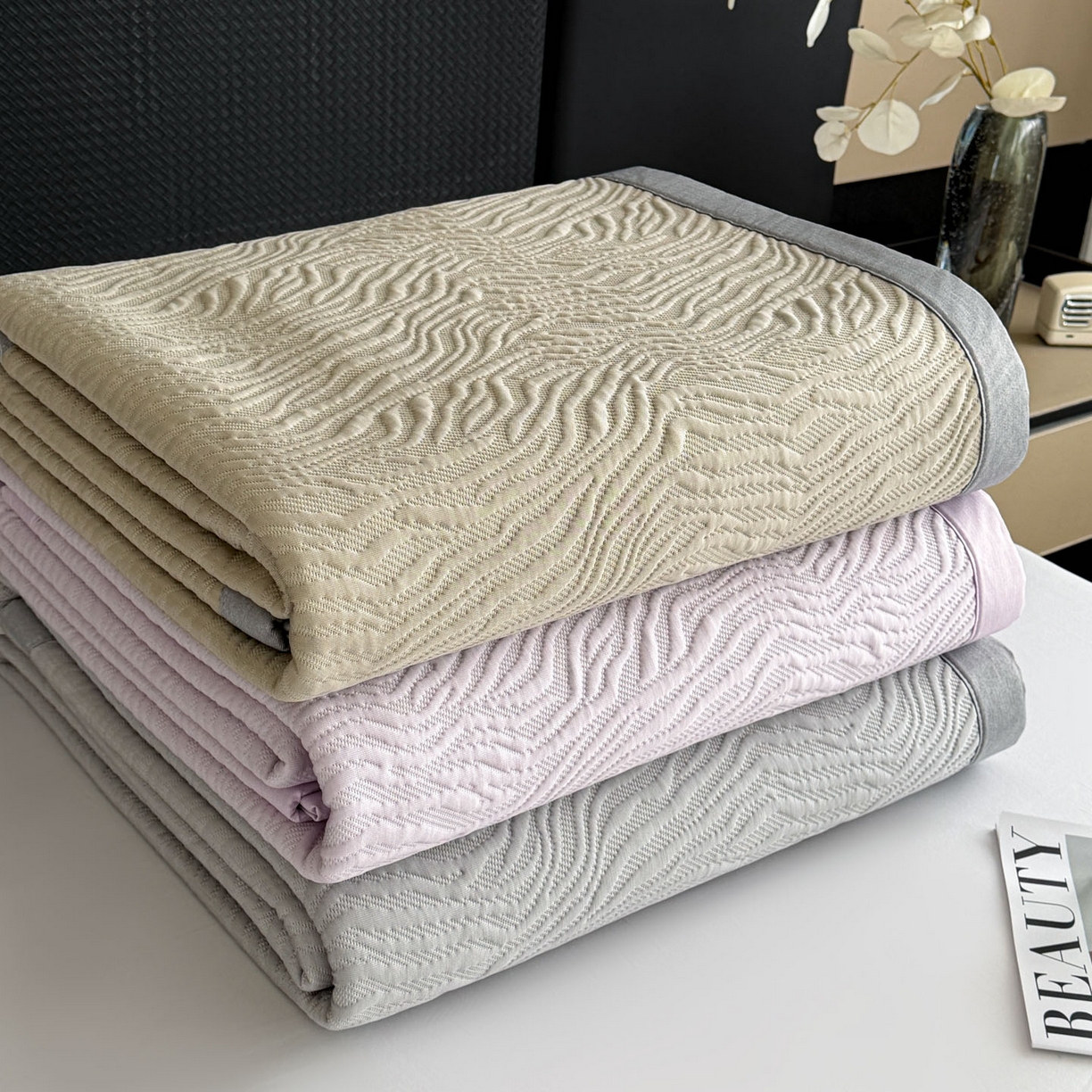 91家纺网 家纺一手货源 找家纺 倾慕家纺 2026新款立体提花冰豆豆凉席 组合