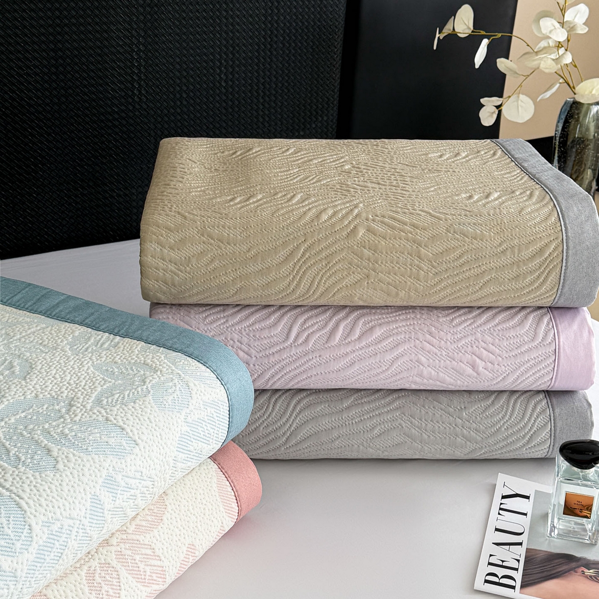 91家纺网 家纺一手货源 找家纺 倾慕家纺 2026新款立体提花冰豆豆凉席 组合