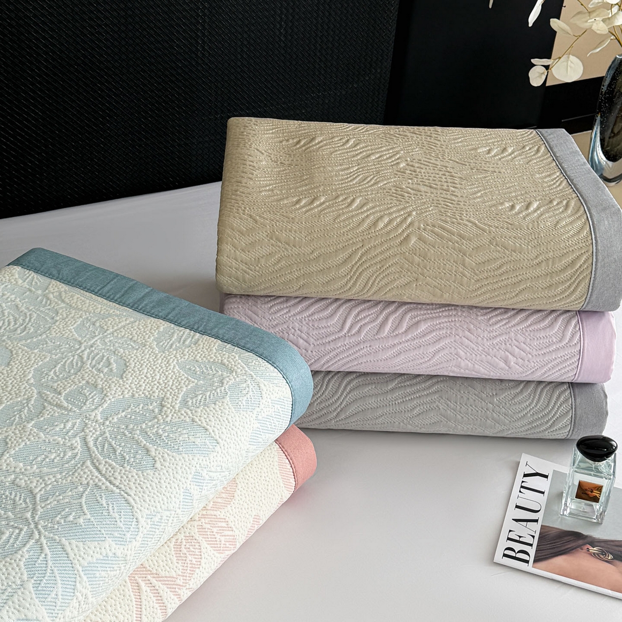 91家纺网 家纺一手货源 找家纺 倾慕家纺 2026新款立体提花冰豆豆凉席 组合