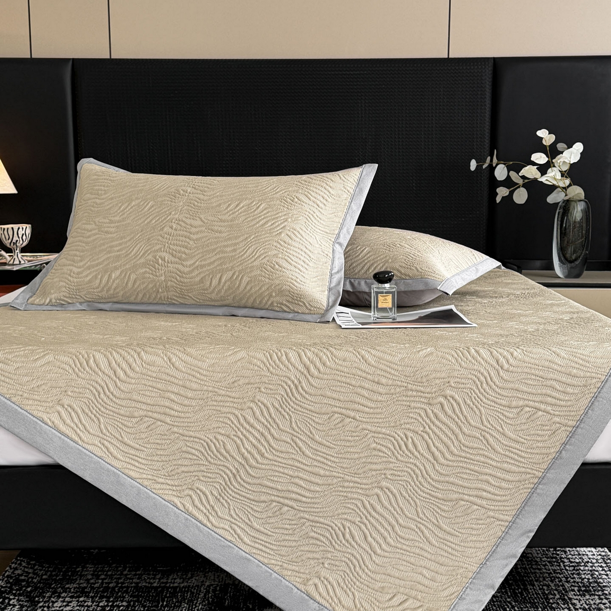 91家纺网 家纺一手货源 找家纺 倾慕家纺 2026新款立体提花冰豆豆凉席 山丘香槟