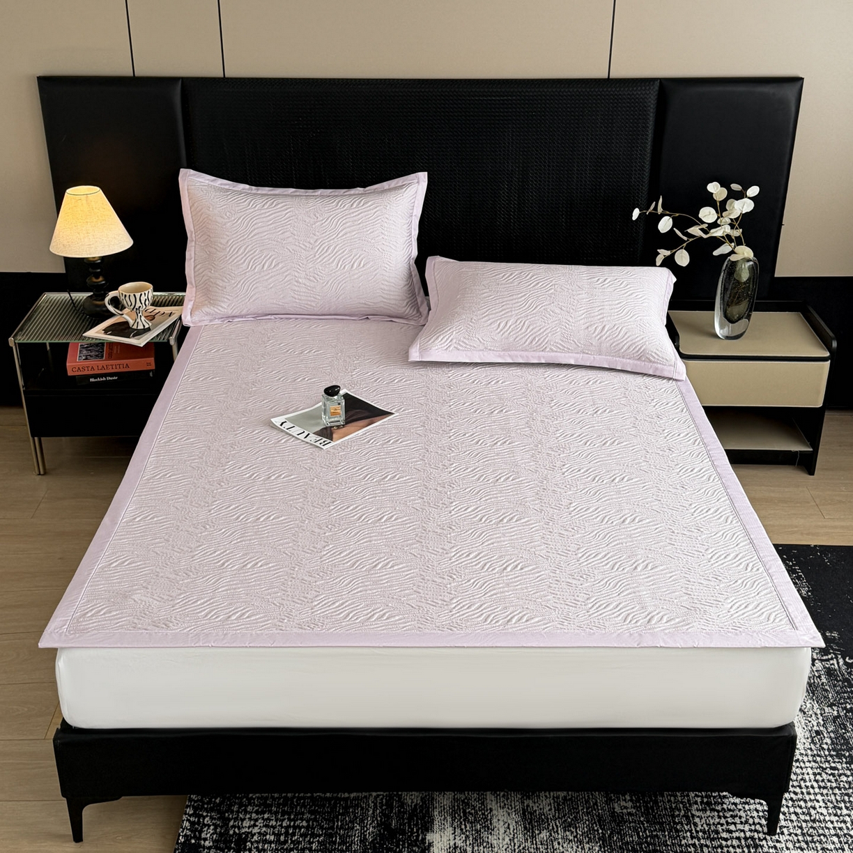 91家纺网 家纺一手货源 找家纺 倾慕家纺 2026新款立体提花冰豆豆凉席 山丘紫