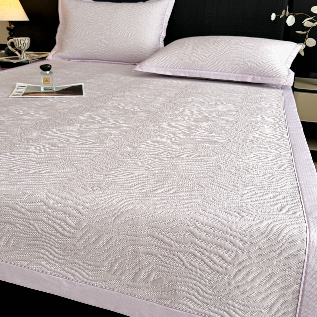 91家纺网 家纺一手货源 找家纺 倾慕家纺 2026新款立体提花冰豆豆凉席 山丘紫