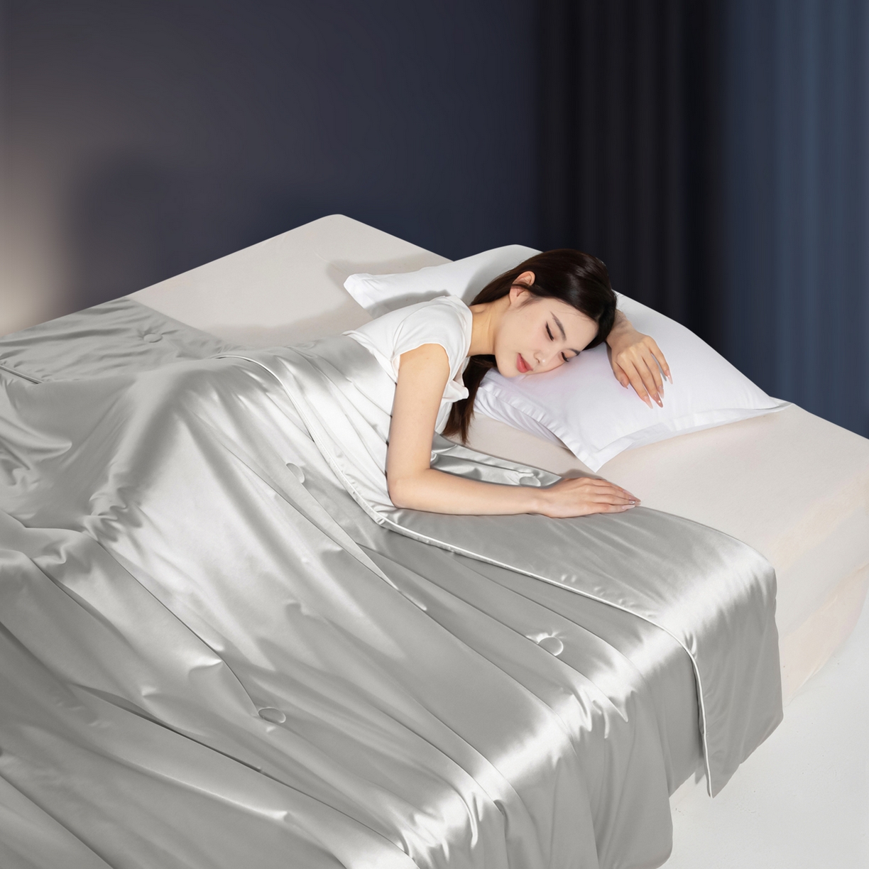 91家纺网 家纺一手货源 找家纺 亿莱鑫 2026新款高端天丝凉感夏被 被子被芯 银优灰