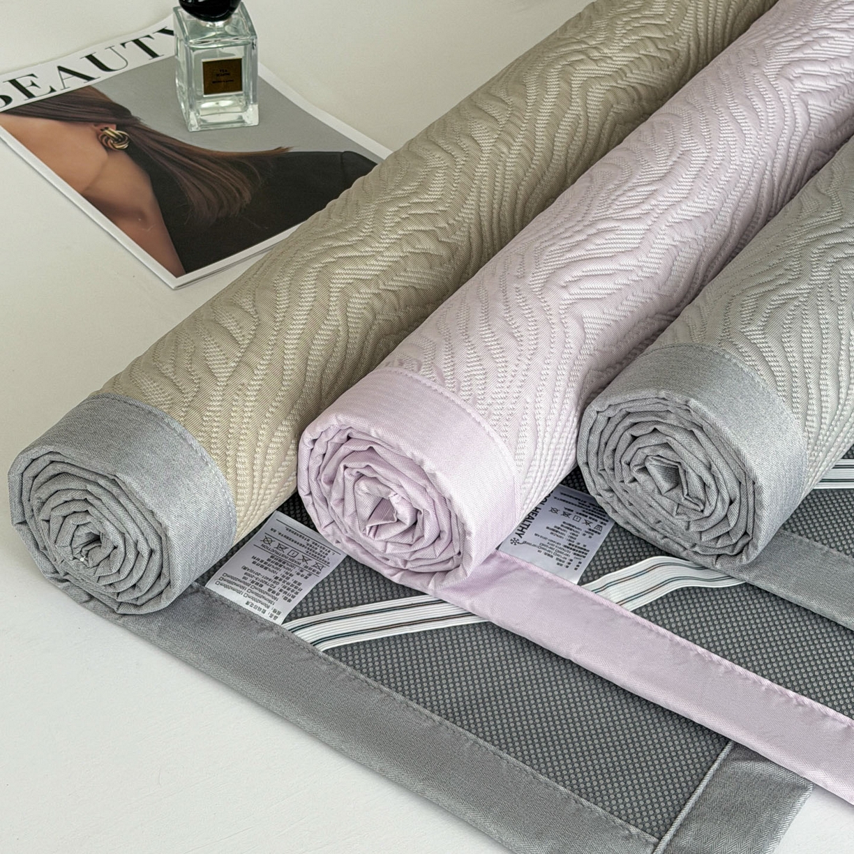 91家纺网 家纺一手货源 找家纺 倾慕家纺 2026新款立体提花冰豆豆凉席 组合