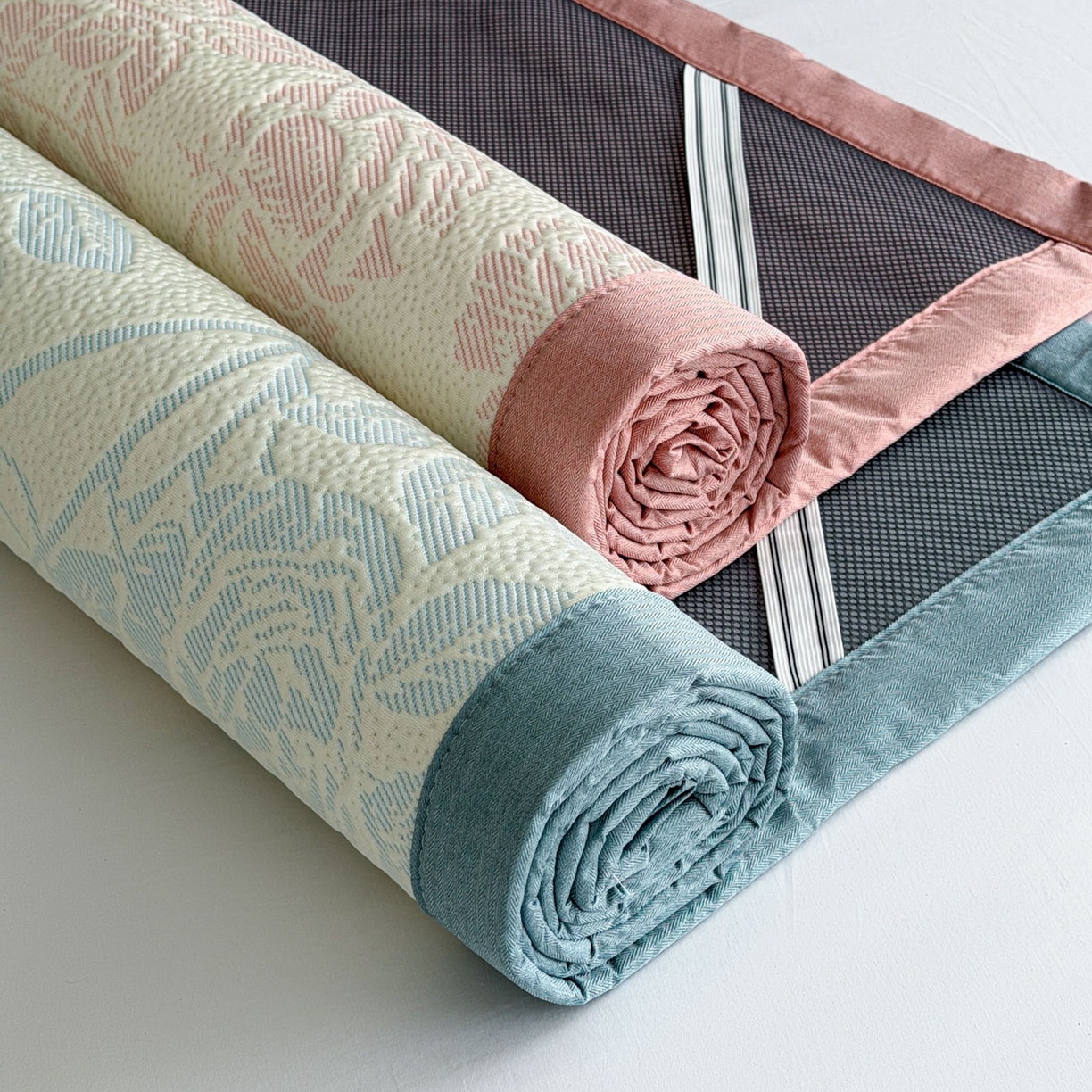 91家纺网 家纺一手货源 找家纺 倾慕家纺 2026新款立体提花冰豆豆凉席 组合