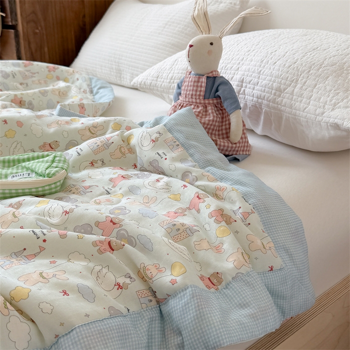 91家纺网 家纺一手货源 找家纺 暖生活 2026新款A类母婴级全棉双层纱夏被 云朵城堡