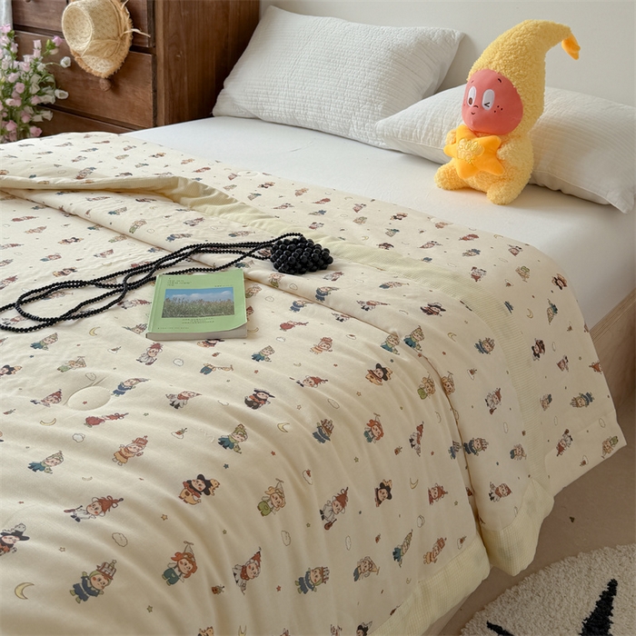 91家纺网 家纺一手货源 找家纺 暖生活 2026新款A类母婴级全棉双层纱夏被 星星乐园