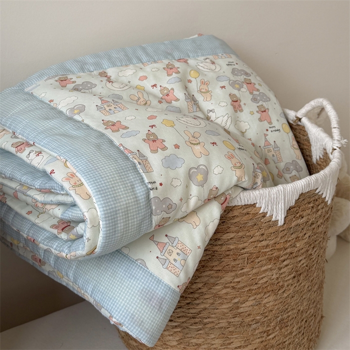 暖生活 2026新款A类母婴级全棉双层纱夏被 云朵城堡