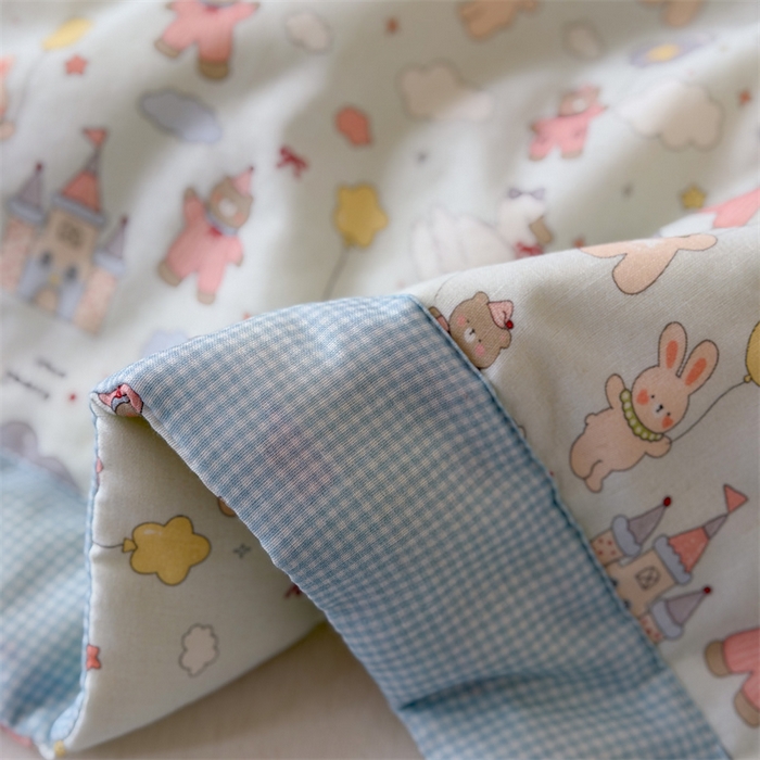 91家纺网 家纺一手货源 找家纺 暖生活 2026新款A类母婴级全棉双层纱夏被 云朵城堡