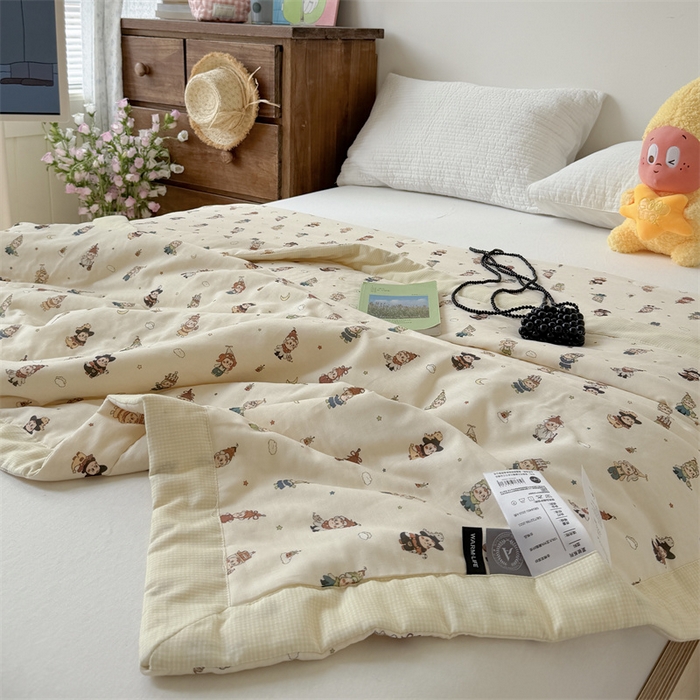 91家纺网 家纺一手货源 找家纺 暖生活 2026新款A类母婴级全棉双层纱夏被 星星乐园