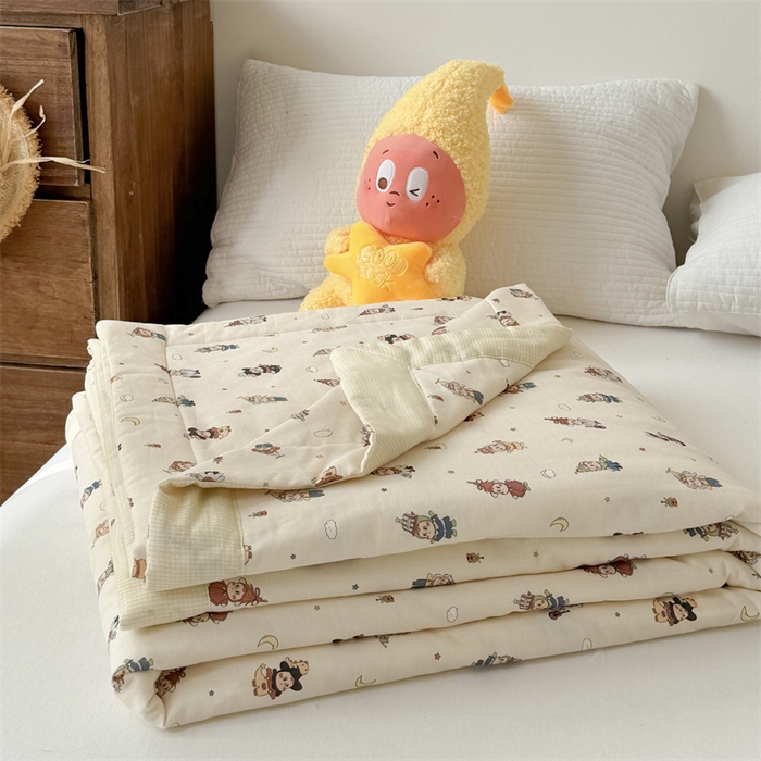 91家纺网 家纺一手货源 找家纺 暖生活 2026新款A类母婴级全棉双层纱夏被 星星乐园