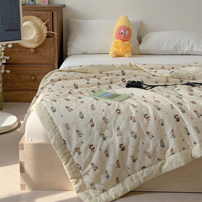 91家纺网 家纺一手货源 找家纺 暖生活 2026新款A类母婴级全棉双层纱夏被 星星乐园