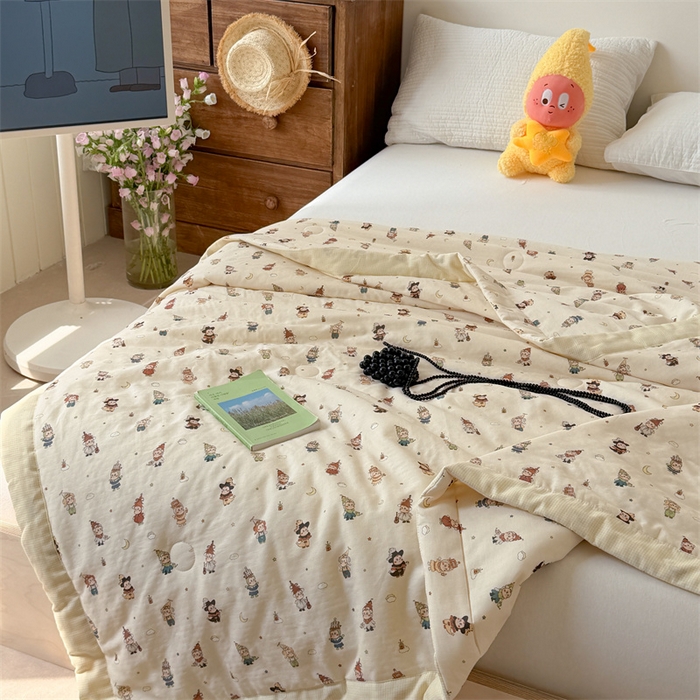 91家纺网 家纺一手货源 找家纺 暖生活 2026新款A类母婴级全棉双层纱夏被 星星乐园