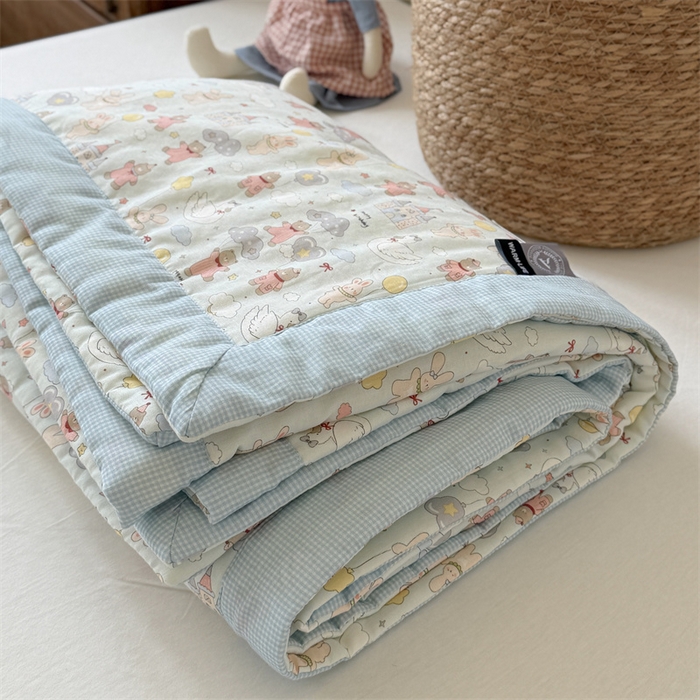 91家纺网 家纺一手货源 找家纺 暖生活 2026新款A类母婴级全棉双层纱夏被 云朵城堡