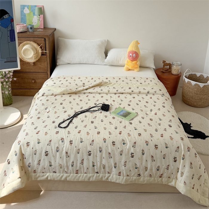 91家纺网 家纺一手货源 找家纺 暖生活 2026新款A类母婴级全棉双层纱夏被 星星乐园