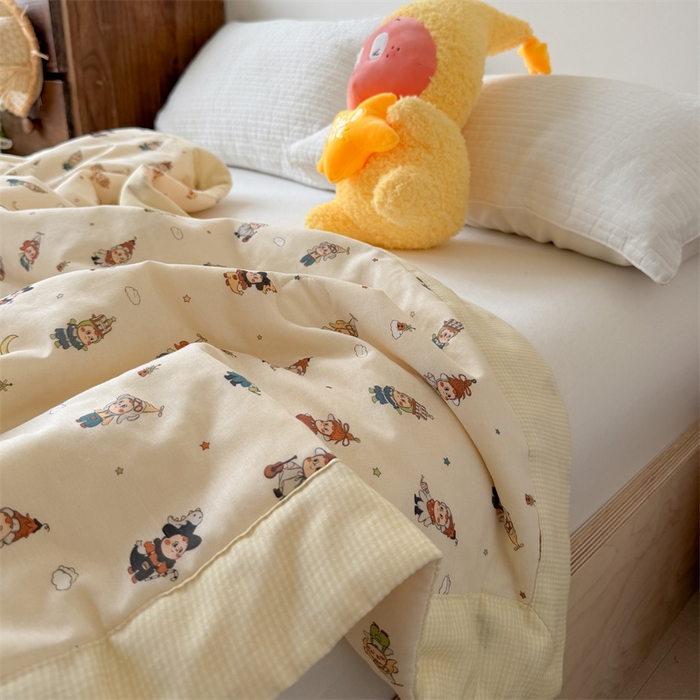 91家纺网 家纺一手货源 找家纺 暖生活 2026新款A类母婴级全棉双层纱夏被 星星乐园