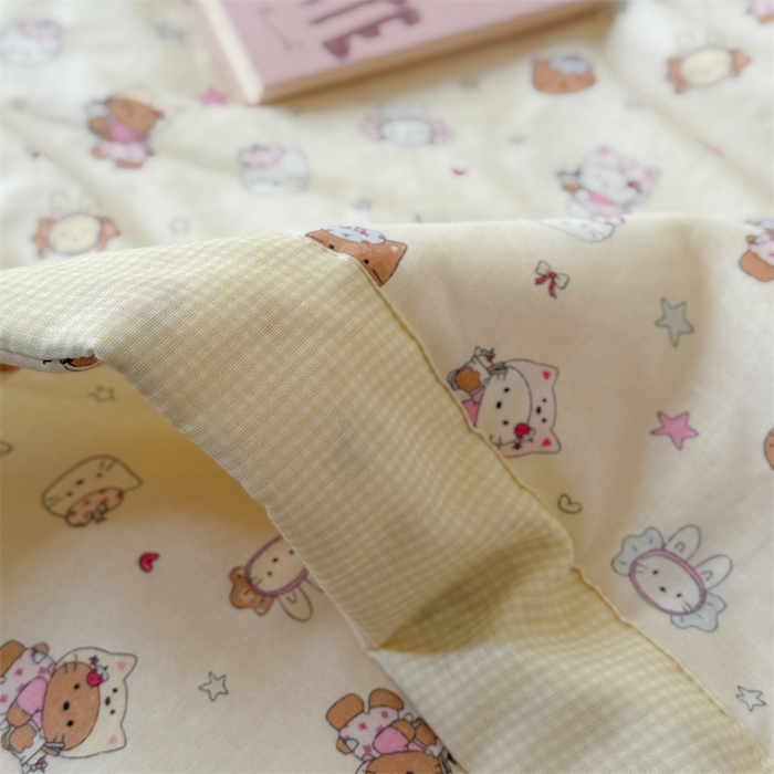 91家纺网 家纺一手货源 找家纺 暖生活 2026新款A类母婴级全棉双层纱夏被 奶黄甜猫