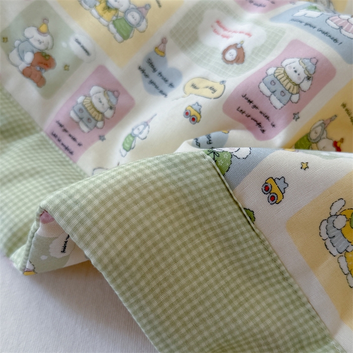 91家纺网 家纺一手货源 找家纺 暖生活 2026新款A类母婴级全棉双层纱夏被 青柠萌宠