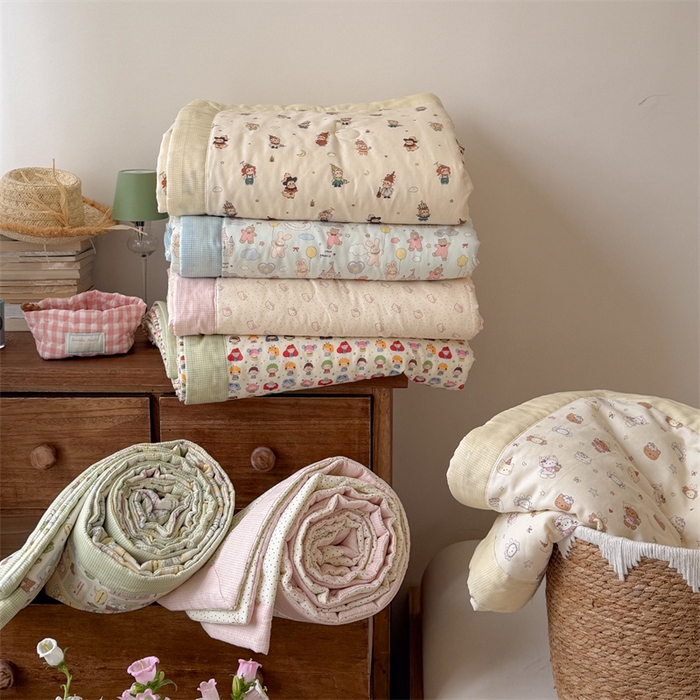 91家纺网 家纺一手货源 找家纺 暖生活 2026新款A类母婴级全棉双层纱夏被 组合