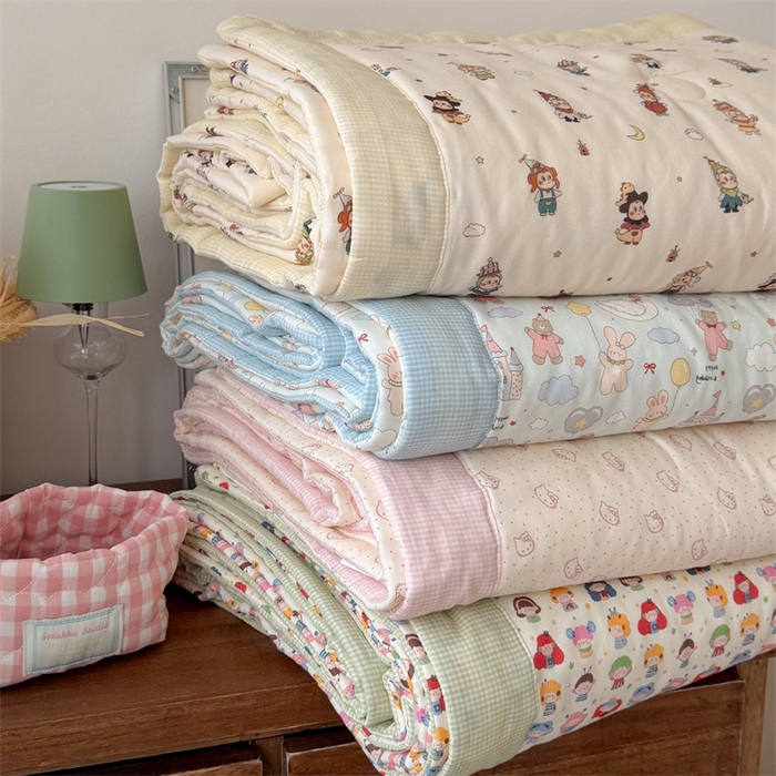 91家纺网 家纺一手货源 找家纺 暖生活 2026新款A类母婴级全棉双层纱夏被 组合