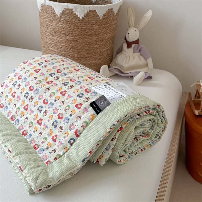 91家纺网 家纺一手货源 找家纺 暖生活 2026新款A类母婴级全棉双层纱夏被 彩豆乐园