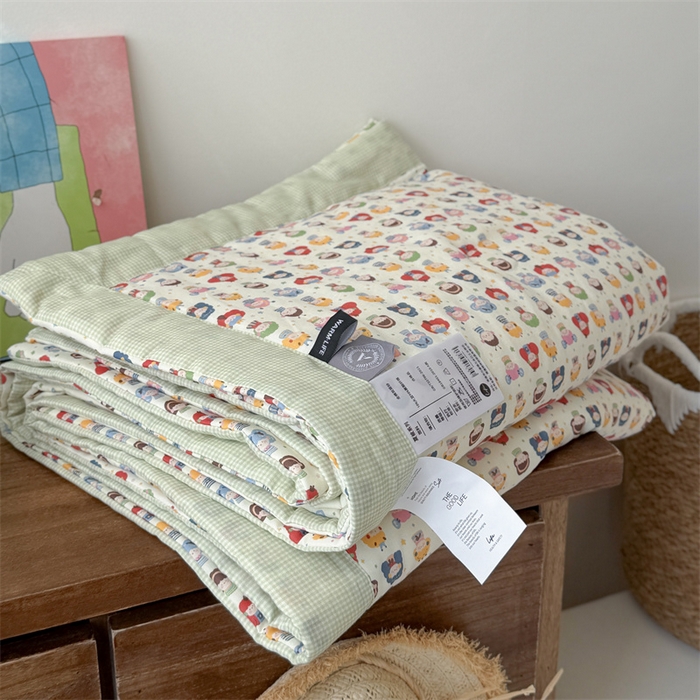 91家纺网 家纺一手货源 找家纺 暖生活 2026新款A类母婴级全棉双层纱夏被 彩豆乐园