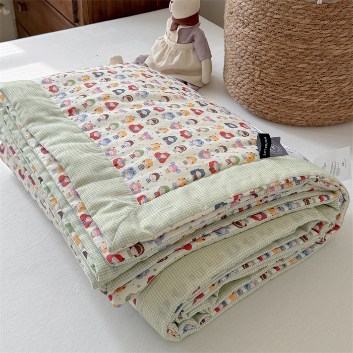 91家纺网 家纺一手货源 找家纺 暖生活 2026新款A类母婴级全棉双层纱夏被 彩豆乐园