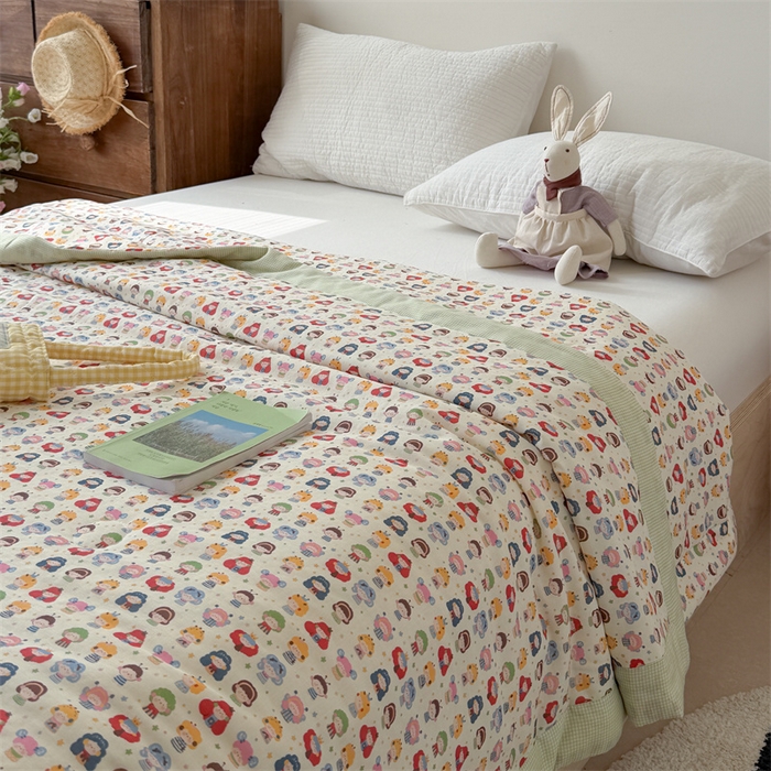 91家纺网 家纺一手货源 找家纺 暖生活 2026新款A类母婴级全棉双层纱夏被 彩豆乐园