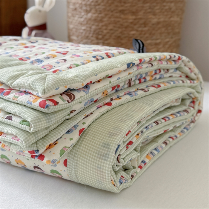 91家纺网 家纺一手货源 找家纺 暖生活 2026新款A类母婴级全棉双层纱夏被 彩豆乐园