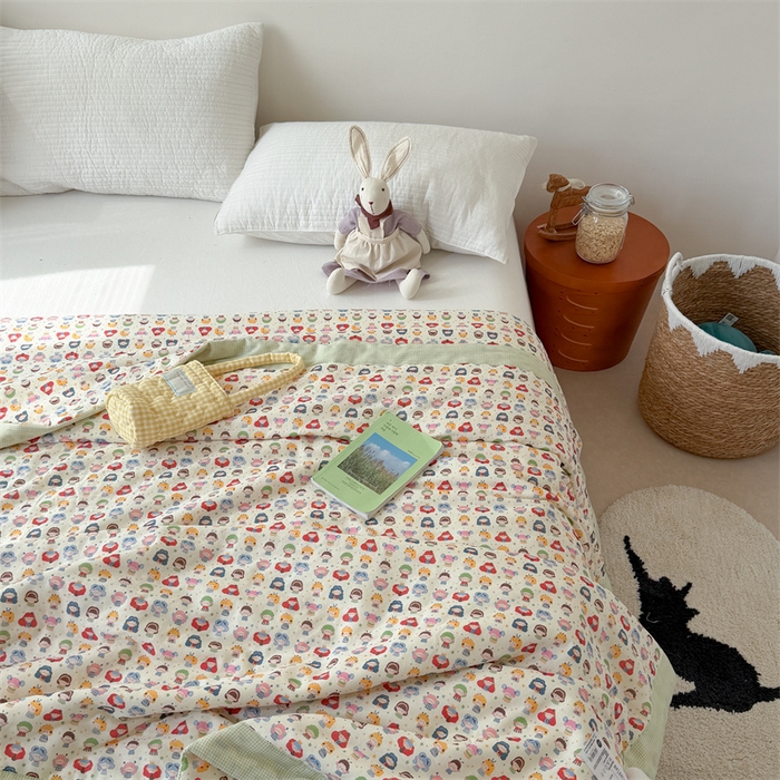 91家纺网 家纺一手货源 找家纺 暖生活 2026新款A类母婴级全棉双层纱夏被 彩豆乐园