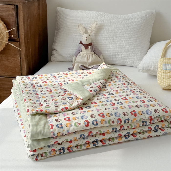 91家纺网 家纺一手货源 找家纺 暖生活 2026新款A类母婴级全棉双层纱夏被 彩豆乐园