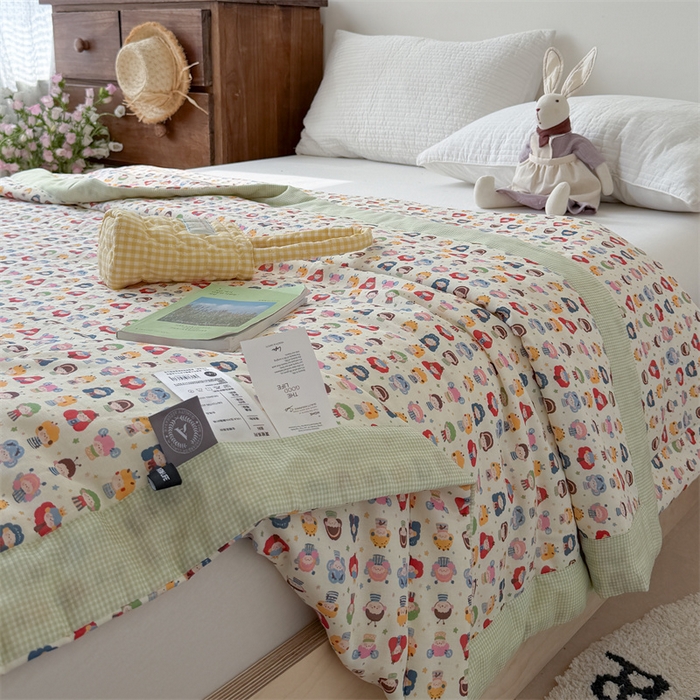 91家纺网 家纺一手货源 找家纺 暖生活 2026新款A类母婴级全棉双层纱夏被 彩豆乐园