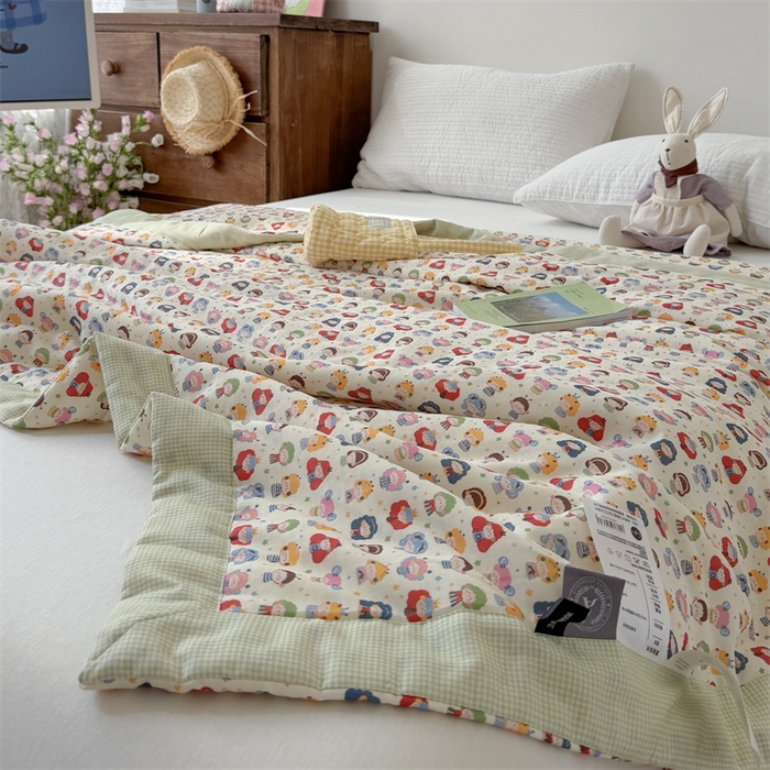 91家纺网 家纺一手货源 找家纺 暖生活 2026新款A类母婴级全棉双层纱夏被 彩豆乐园