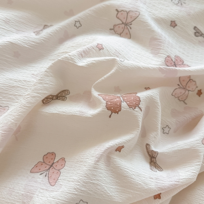 91家纺网 家纺一手货源 找家纺 侯先生家纺新款直播爆款云感双层纱皱皱纱四件套小清新水洗棉床笠 花间蝶语