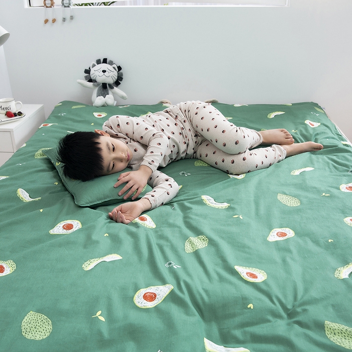 91家纺网 家纺一手货源 找家纺 萌朵防踢被 2025新款纯棉儿童防踢被儿童睡袋（棉花被芯） 牛油果