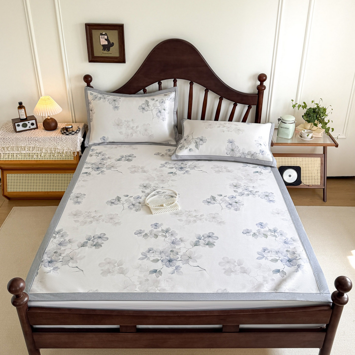 91家纺网 家纺一手货源 找家纺 倾慕家纺 2026新款A类数码印花冰泉丝凉席 素情