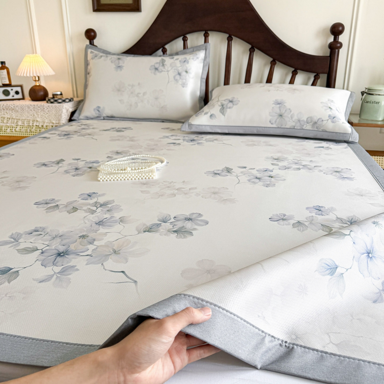 91家纺网 家纺一手货源 找家纺 倾慕家纺 2026新款A类数码印花冰泉丝凉席 素情