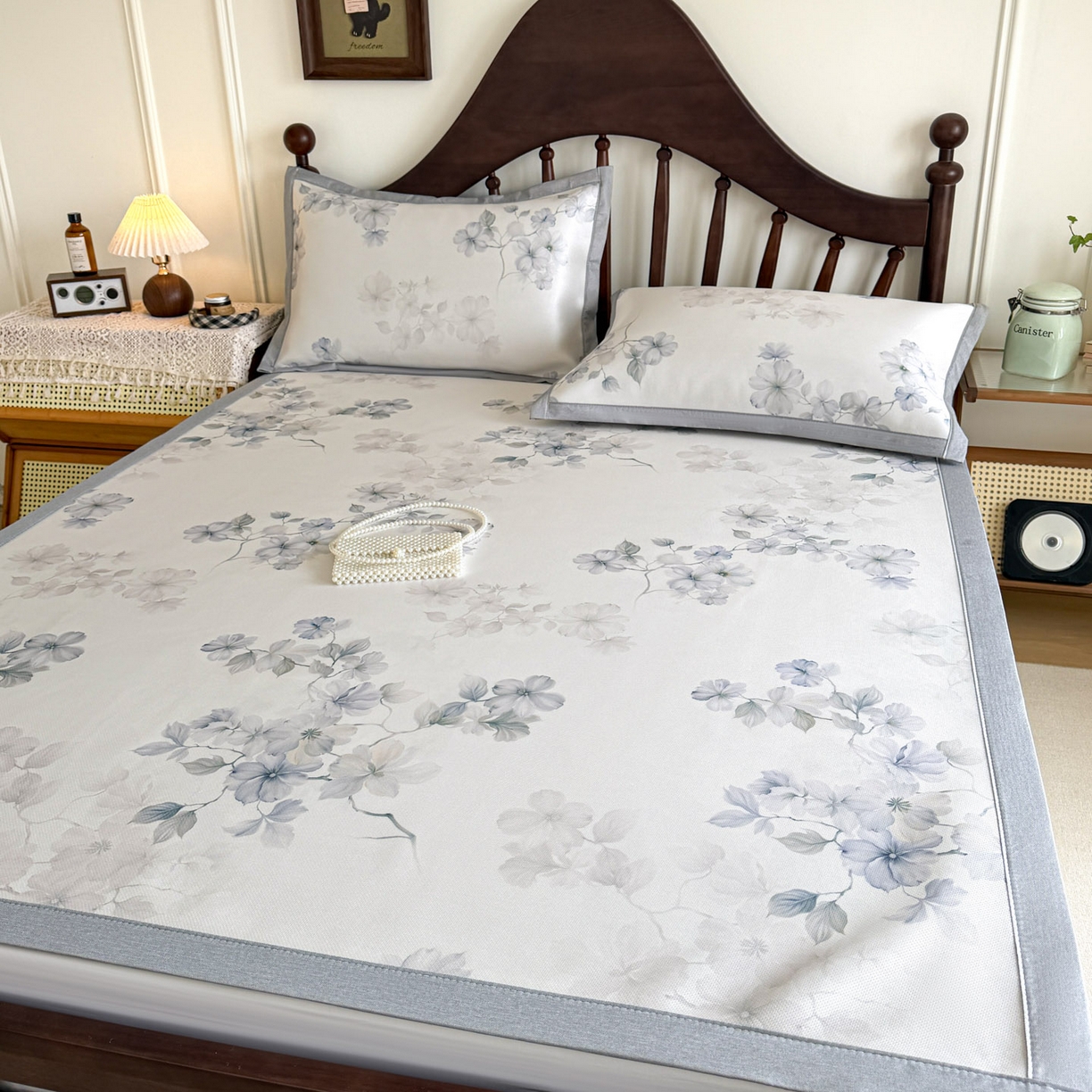 91家纺网 家纺一手货源 找家纺 倾慕家纺 2026新款A类数码印花冰泉丝凉席 素情