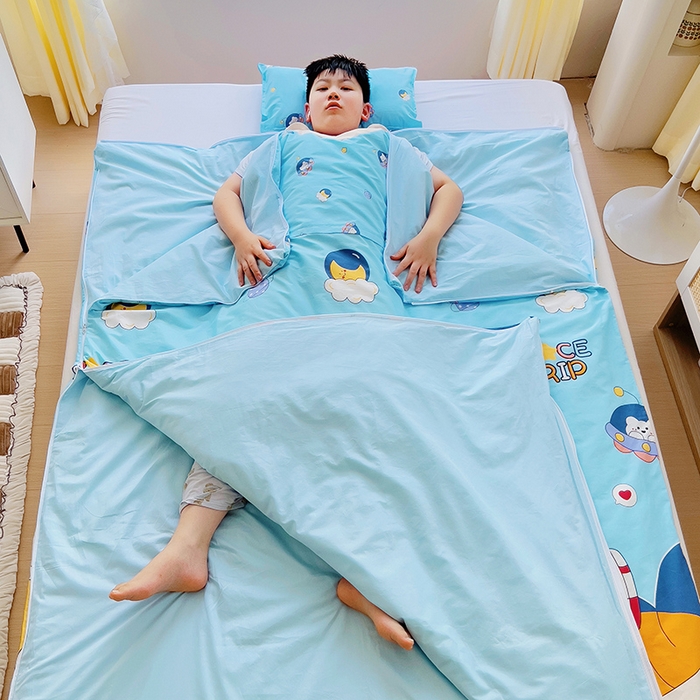 91家纺网 家纺一手货源 找家纺 萌朵防踢被 2025新款纯棉儿童防踢被儿童睡袋（棉花被芯） 星空兔