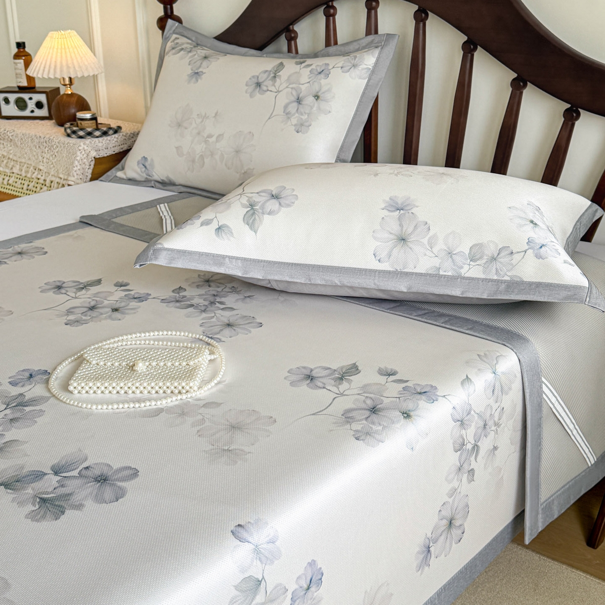 91家纺网 家纺一手货源 找家纺 倾慕家纺 2026新款A类数码印花冰泉丝凉席 素情