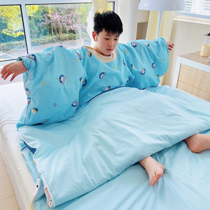 91家纺网 家纺一手货源 找家纺 萌朵防踢被 2025新款纯棉儿童防踢被儿童睡袋（棉花被芯） 星空兔
